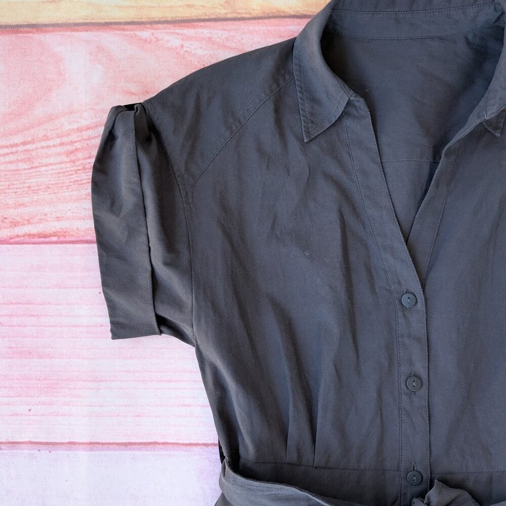Brochu Walker The Fia Belted Cotton Blend Midi Shirt Dress M - Picture 7 of 8